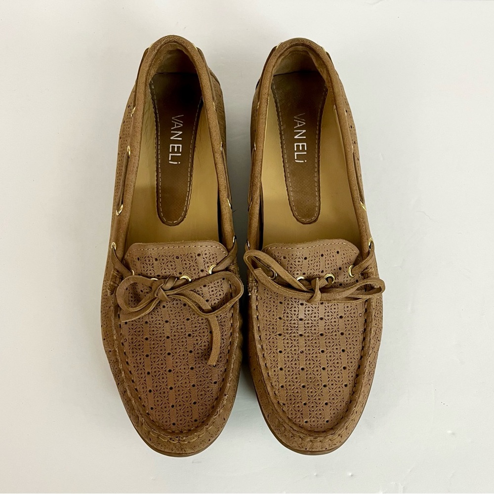 VAN ELI Flat Driving Loafer Moccasins Shoes Tan Leather Women’s Size 7.5
